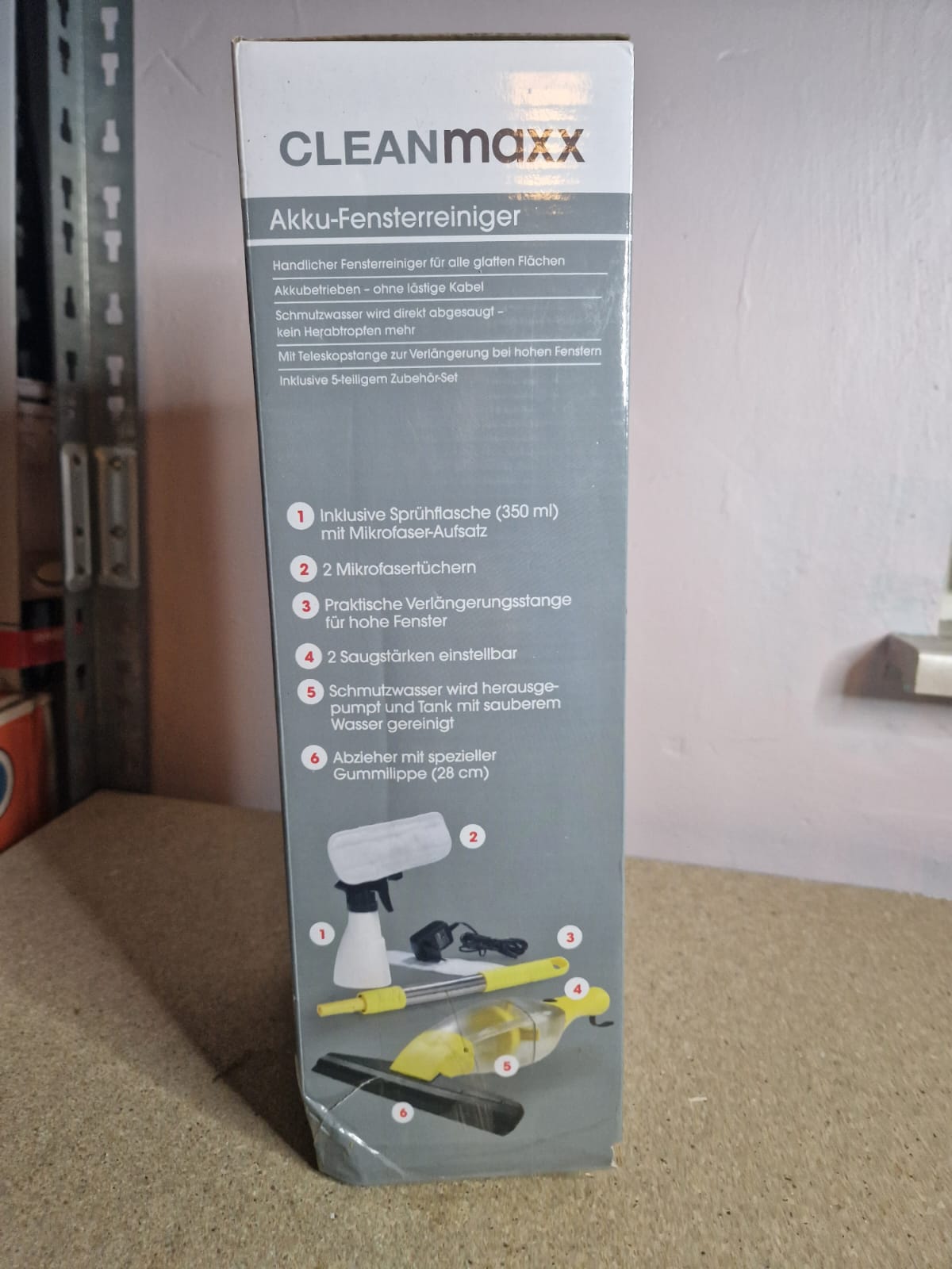 Cleanmaxx Akku - Fensterreiniger 5 Teilig  360° streifenfreie Reinigung