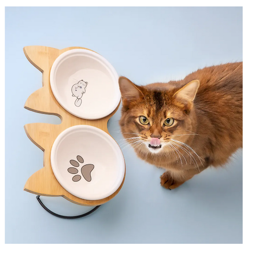 Navaris Futternapf Katze mit Bambus Halter
