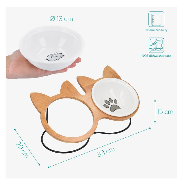 Navaris Futternapf Katze mit Bambus Halter