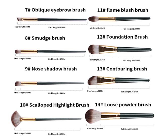Pinselset Makeup 14 Stück