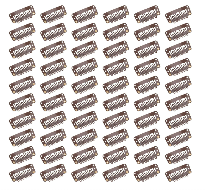 Haarverlängerung Clips Perückenclips U Form Haar Extensions Klips  60 Stück Braun
