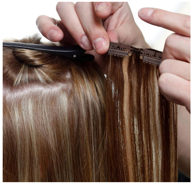 Haarverlängerung Clips Perückenclips U Form Haar Extensions Klips  60 Stück Braun