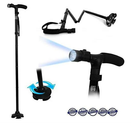 Magic Cane Gehstock mit LED LED-Licht, Höhe verstellbar Höhe, zusammenklappbar